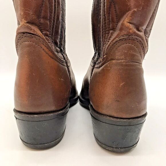 Vintage Brown Leather Cowboy Boots Men's 8D Western Footwear Made in the USA - Picture 6 of 10